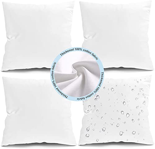 Fixwal 18x18 Inches Outdoor Pillow Inserts Set of 4, Waterproof Decorative Throw Pillows Insert, Square Pillow Form for Patio, Furniture, Bed, Living Room, Garden ( White )