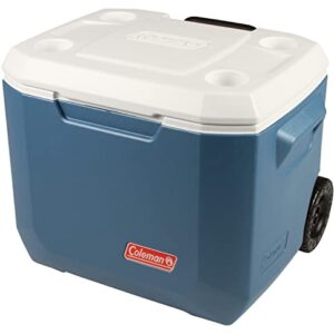 Coleman Portable Cooler with Wheels Xtreme Wheeled Cooler, 50-Quart, Blue/White