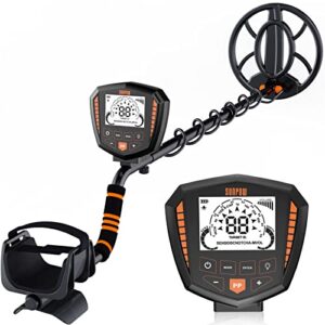 sunpow metal detector, ip68 waterproof coil, identify 9 types of metals, high accuracy, 10 inch detection depth, 5 modes, strong anti-interference, suitable for adults and kids (ot-md07)