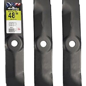 MaxPower 561814B 3-Blade Set for 48 Inch Cut John Deere Replaces OEM #'s M127500, M145476, Black