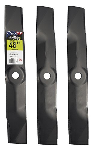 MaxPower 561814B 3-Blade Set for 48 Inch Cut John Deere Replaces OEM #'s M127500, M145476, Black