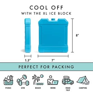 Cool Coolers by Fit + Fresh, XL Freezer Ice Block, Large and Powerful Ice Pack, Perfect for Insulated Cooler, Beach Bag, Backpack Cooler & More, 1PK, Blue