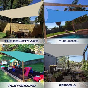 Windscreen4less 16' x 20' Rectangle Sun Shade Sail - Solid Turquoise Durable UV Shelter Canopy for Patio Outdoor Backyard - Custom