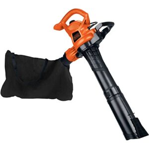 black+decker 3-in-1 leaf blower, leaf vacuum and mulcher, up to 230 mph, 12 amp, corded electric (bv3600)
