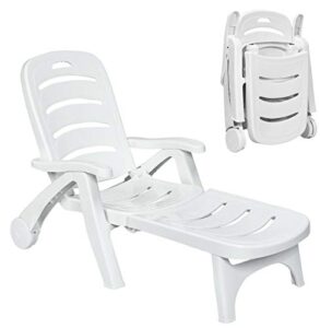 happygrill foldable patio lounger chaise chair with wheels for outdoor patio poolside