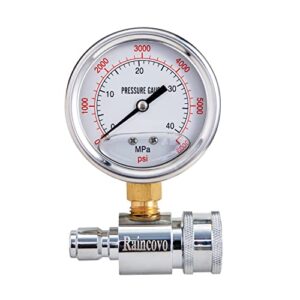 raincovo pressure washer gauge, 6000 psi, 3/8 inch quick connect, pressure gauge for power washer