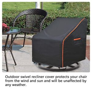 BRUXOLAY Outdoor swivel chair cover 2 pack outdoor furniture, terrace swivel rocker cover, suitable for (27.5w x 32.5d x 39H inch) 600D heavy waterproof outdoor chair cover tear resistant, black