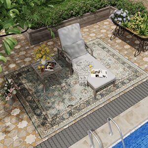 HAPPATIO Aluminum Patio Chaise Lounge Set 2 Pieces, Aluminum Patio Lounge Chair with Side Table, Pool Lounge Chair with Cushion, Outdoor Chaise Lounge Chair for Patio Deck Poolside (Gray)