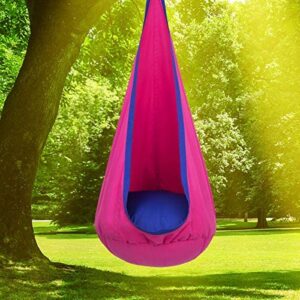 Y- STOP Kids Pod Swing Seat, Hanging Hammock Chair with Inflatable Pillow, Sensory Swing Chair for Outdoor and Indoor, Max 176 Lbs, Pink and Blue