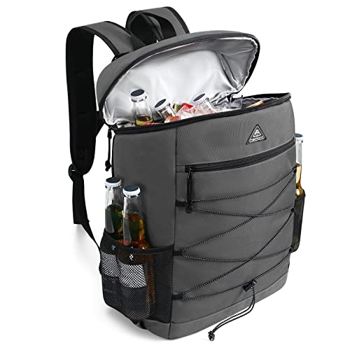 Haimont Cooler Backpack Insulated Waterproof Hiking Ice Chest Bag 24 Can Cooler Beer Leakproof Lunchbox for Beach Camping Fishing Picnic Outdoor, Grey