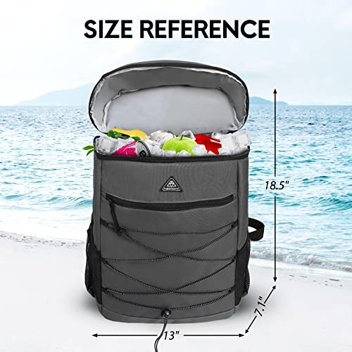 Haimont Cooler Backpack Insulated Waterproof Hiking Ice Chest Bag 24 Can Cooler Beer Leakproof Lunchbox for Beach Camping Fishing Picnic Outdoor, Grey