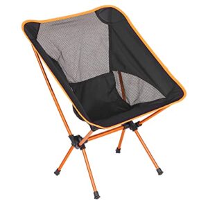 aluminum alloy portable chair, compact outdoor chair nylon mesh aluminum frame small after folding simple operation for camping(orange)