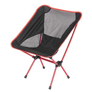 aluminum alloy portable chair, compact outdoor chair nylon mesh aluminum frame small after folding simple operation for camping(big red)