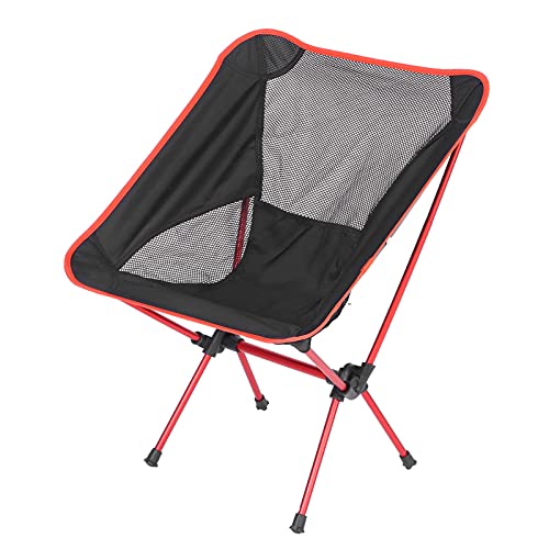 Aluminum Alloy Portable Chair, Compact Outdoor Chair Nylon Mesh Aluminum Frame Small After Folding Simple Operation for Camping(Big red)