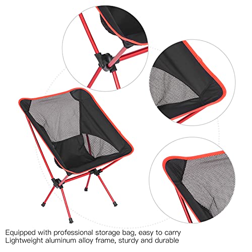 Aluminum Alloy Portable Chair, Compact Outdoor Chair Nylon Mesh Aluminum Frame Small After Folding Simple Operation for Camping(Big red)