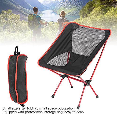 Aluminum Alloy Portable Chair, Compact Outdoor Chair Nylon Mesh Aluminum Frame Small After Folding Simple Operation for Camping(Big red)