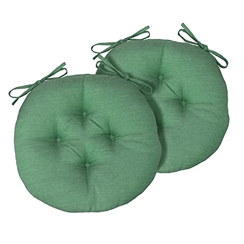 COZPLEN Outdoor Round Bistro Chair Cushions, 15 inch Round Seat Cushions for Outdoor Patio Chairs, Set of 2, Deep Green