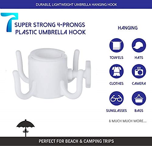 TheCozy Beach Umbrella Sand Anchor | Outdoor Umbrella Base with 3 - Spiral Screw Design | Heavy Duty Rust Free Plastic Umbrella Stand with 4 - Prongs Hanging Hook | Sturdy and Safe for Strong Wind