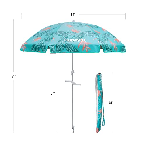 Hurley 7' Beach Umbrella, State Beach Aqua