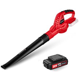 avid power leaf blower, 20v cordless leaf blower with 2.0ah battery and charger, 130 mph electric leaf blower light duty