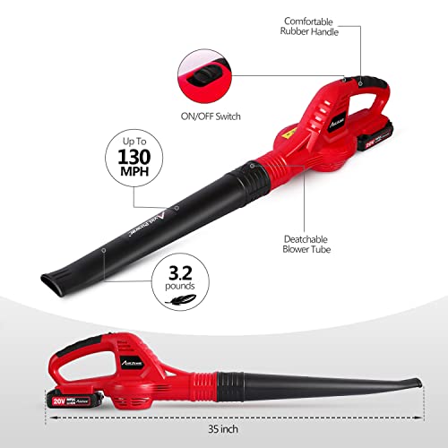 AVID POWER Leaf Blower, 20V Cordless Leaf Blower with 2.0Ah Battery and Charger, 130 MPH Electric Leaf Blower Light Duty