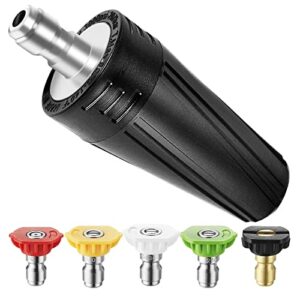 coyardor pressure washer turbo nozzle, 360° rotating power washer tips with 1/4″ quick connect, 5 spray nozzle tips replacement for ryobi, karcher, greenworks, and more (3000 psi, 3.0 gpm)