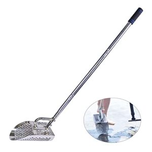 Shaledig Sand Scoop for Metal Detecting, 304 Stainless Steel Shovel Scoop for Metal Detecting for Adults, Rust-Proof Sand Scoops for Treasure Hunting, Handheld with Long Heavy Duty Handle Pole Design