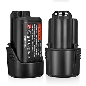 powerextra upgraded 2 pcs 10.8v-12v 3000mah li-ion replacement battery, compatible with bosch bat411 bat411a bat412 bat413 gba12v30 bat414, 2 pack
