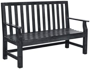 safavieh pat6703k outdoor collection indaka grey bench, dark slate gray