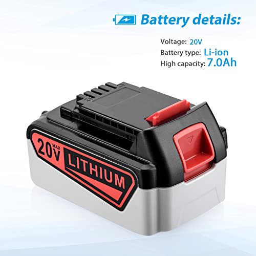 Powerextra 20V 7.0Ah Replacement Battery for Black and Decker 20V Cordless Power Tool 20 Volt MAX Lithium Ion Battery LBXR20 LB20 LBX20 LBXR2020-OPE LBXR20B-2 LB2X4020