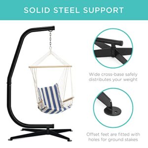Best Choice Products Metal Hanging Hammock C-Stand for Chair, Porch Swing w/Weather-Resistant Finish, Offset Base, 360-Degree Rotation - Stand Only
