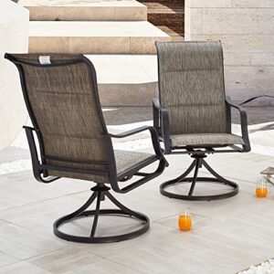 PatioFestival Patio Dining Chairs Textilene Outdoor High Back Swivel Rockers with All Weather Frame (Grey,Set of 2)