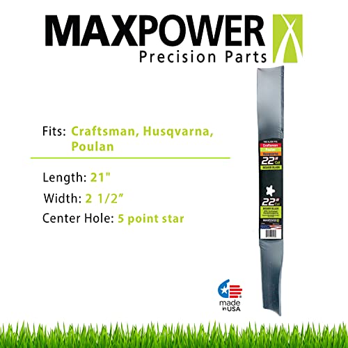 MaxPower 331740B Blade for 22 in. Cut Craftsman, Husqvarna, Poulan Mowers, Replaces OEM no. 420463, 421825, 437601, 532437601, Black