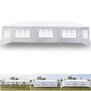 simply-me 10′ x 30′ outdoor canopy tent white wedding gazebo canopy party tent practical waterproof tent with brighter windows,5 removable side walls