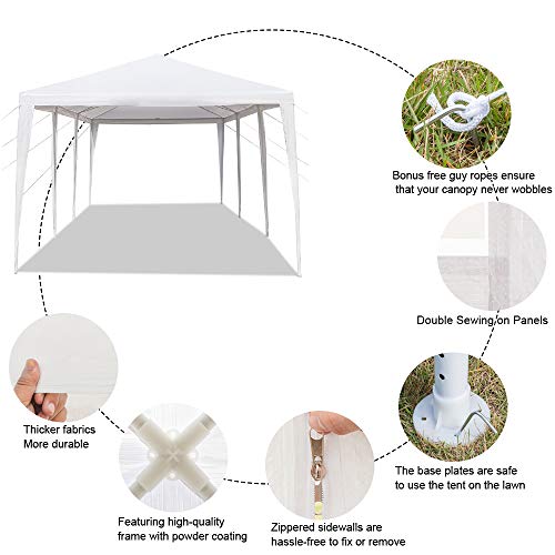 Simply-Me 10' x 30' Outdoor Canopy Tent White Wedding Gazebo Canopy Party Tent Practical Waterproof Tent with Brighter Windows,5 Removable Side Walls