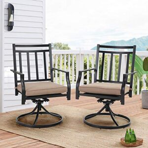 phi villa swivel chairs set of 2 patio dining rocker chair with cushion rocking patio furniture for garden backyard bistro, black