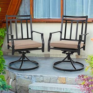 PHI VILLA Swivel Chairs Set of 2 Patio Dining Rocker Chair with Cushion Rocking Patio Furniture for Garden Backyard Bistro, Black