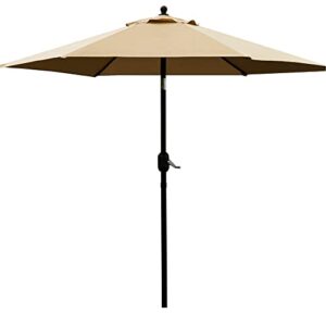 sunnyglade 7.5′ patio umbrella outdoor table market umbrella with push button tilt/crank, 6 ribs (tan)