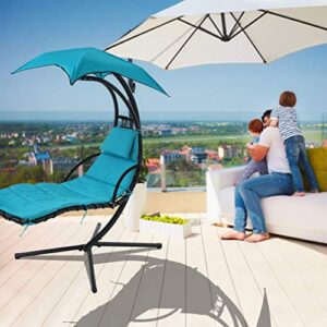 Patio Chair Hanging Chaise Lounger Chair Floating Chaise Canopy Swing Lounge Chair Hammock Arc Stand Air Porch Stand for Outdoor Indoor