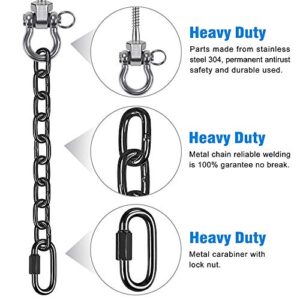 BeneLabel Swing Hooks with 39" Black Chain, Hanging Kits Hammock Chair Hardware, Screw Bracket for Indoor Outdoor Playground Swing Hammock Chair Porch Swing, 1000LB Capacity