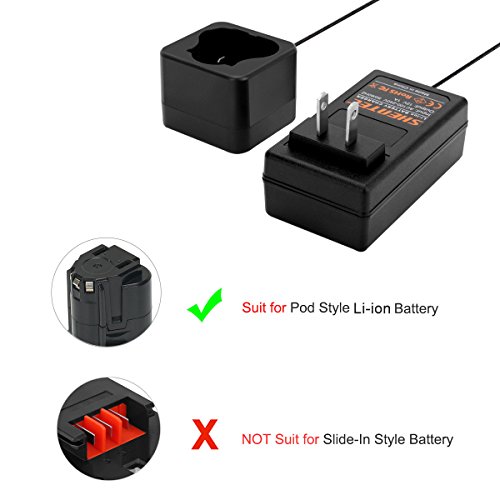 Shentec 12V Li-ion Battery Charger Compatible with Black and Decker 12V BL1110 BL1310 BL1510 LB12 LBX12 LBXR12 Pod Style Battery (Not Compatible with Firestorm Battery and PS130 Battery Ni-MH/Ni-CD)