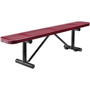 global industrial 72″ perforated metal outdoor flat bench, red
