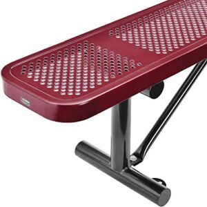 Global Industrial 72" Perforated Metal Outdoor Flat Bench, Red