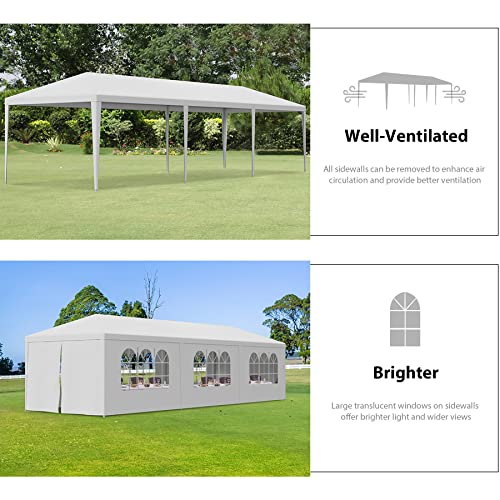 HomGarden 10'x30' Outdoor Canopy Tent Patio Camping Gazebo Shelter Pavilion Cater Party Wedding BBQ Events Tent w/Removable Sidewalls