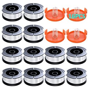 16 pack string trimmer line for black+decker,(af-100)string trimmer replacement spool,30ft 0.065″ autofeed string trimmer line,suitable for black+decker trimmer line(12 spools,4 spool caps,4 springs)