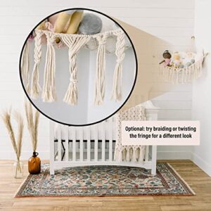 Macrame Stuffed Animal Net or Hammock – Toy Hammock for Stuffed Animals w/ Hooks - Stuffed Animal Hammock Holds Plushies, Yarn Skeins, Towels & More – Stuff Animal Hammock - Boho Nursery Decor