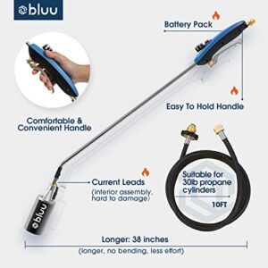Bluu Propane Torch Weed Burner, CSA CERTIFIED High Output 500,000BTU with 10FT Hose, Flamethrower with Turbo Trigger & Electric Pulse Trigger Ignition, Blow Torch for Burning Weeds, Ice Snow