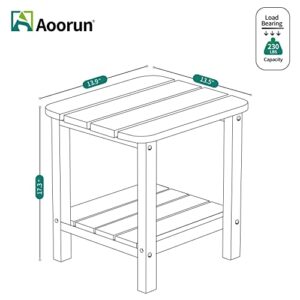 Aoorun Adirondack Square Side Table, 2-Tier Poly Patio end Table, Modern Small Side Table for Patio, Porch-White