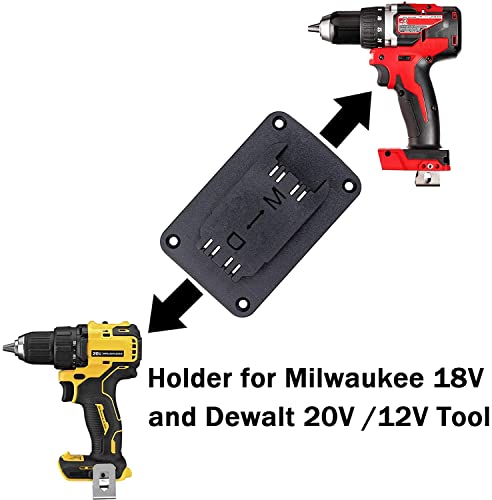 Donop Battery Base and Tool Holder for Dewalt 20V 12V Drill Tool Mount and 20V 60V Battery Holder/Hook/Base Holder (Black, 20 Packs)