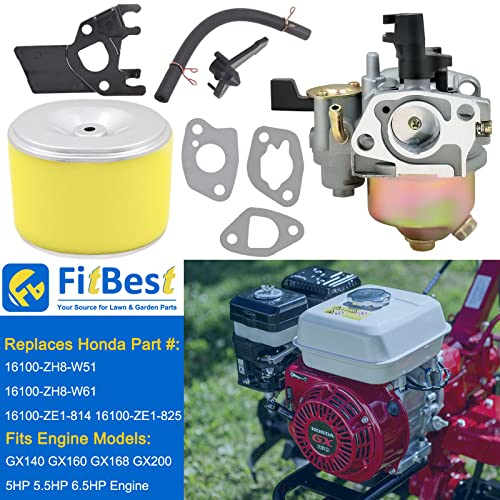 FitBest Carburetor with Air Filter Intake Manifold for Honda GX160 5.5HP GX200 6.5 HP Engine Carb Replaces# 16100-ZH8-W61